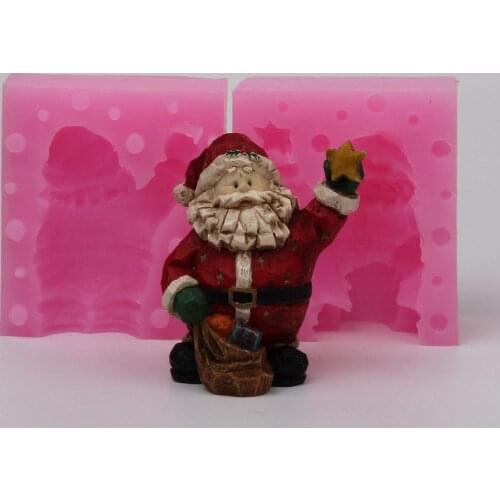 WD008 Silicone mold 3D Xmas Santa Claus furnishing articles diy Resin clay plaster decoration craft mould fondant cake tool