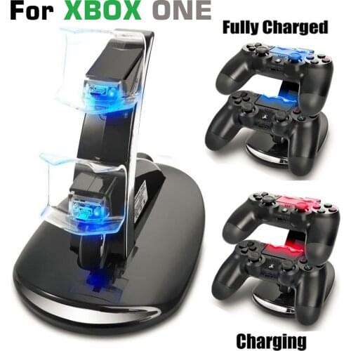 LED Dual USB Charging Charger Dock Stand Cradle Docking Station For -XBOX ONE S X SLIM Game Gaming Console Controller