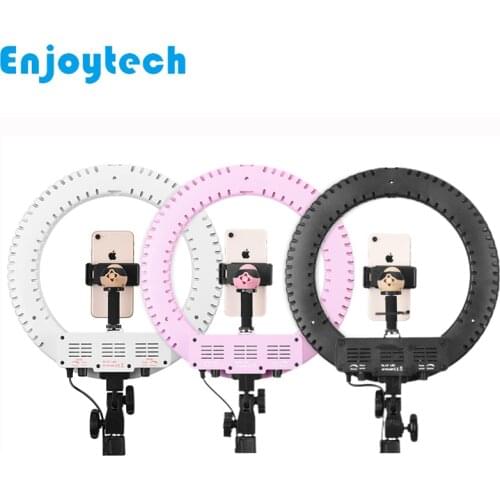 14inches 20W LED Ring Flash Lamp with Mounts Holders for Mobile Phones Live Streaming Photography Light for Video Bloggers