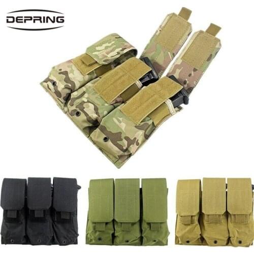 Tactical MOLLE Triple Magazine Pouch Holster Bag for M4 M16 5.56 .223 AK AR15 Airsoft Pistol Magazine Pouch