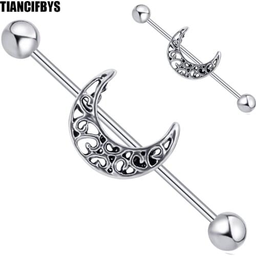 TIANCIFBYJS 14G Stainless Steel Long Industrial Barbell Earrings Stright Bar Cartilage Helix Tragus Piercing Body Jewelry 20pcs