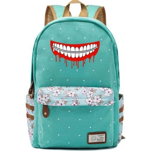 Tokyo Ghoul Kaneki Ken Anime Bag Backpack Flower Point Floral Bag School Teenagers Student Book Travel Laptop Mochila