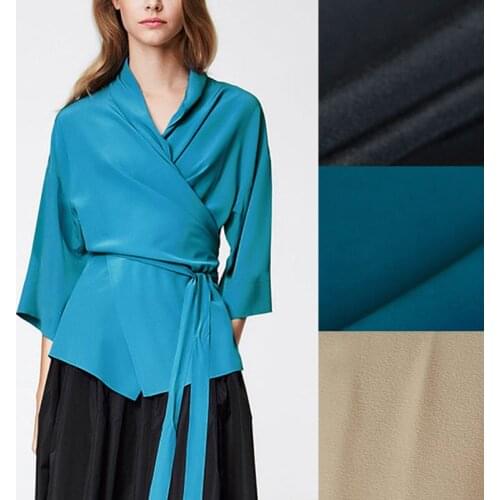 110-115CM Wide 27-28MM Blue Black Champage Color Heavy Silk Fabric for Summer Dress Shirt Scarf Cheongsam Skirt Pants Suit C030