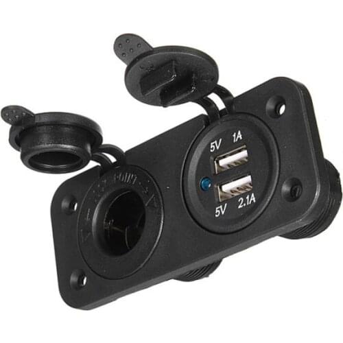 Waterproof Car Motorcycle Dual USB Adapter Cigarette Lighter Charger Socket