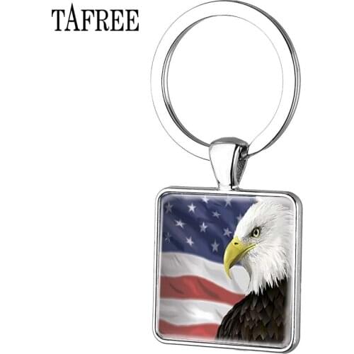 TAFREE Fashion USA US Flag Keychain United States America eagle keyring and Statue of Liberty Keychain Charm Style KeyRing FG117