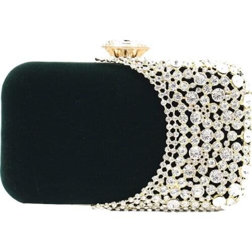 Women Diamond Clutch Purse Evening bag Retro Elegant Velvet Chain Wallet shoulder Bag women for Wedding Party 2020 new style