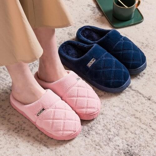 Winter Warm Fluffy Cotton Shoes Couples Plush Slippers Pantuflas Bedroom Home Slip on Flats Indoor Women Men Chaussons Autumn