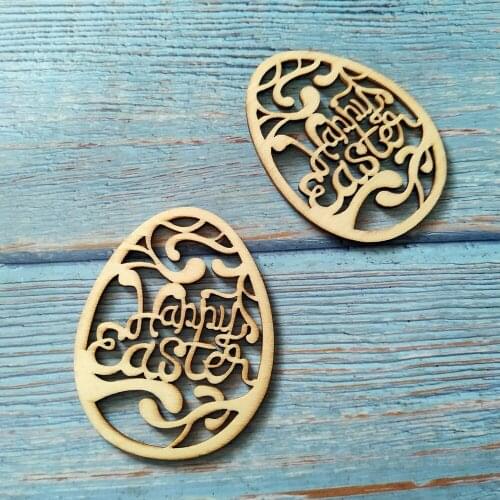 10pcs Wooden Cute Easter Wood Hollow Carved Letters Happy Easter Hanging Decorations Ornaments DIYFavors Easter Dector