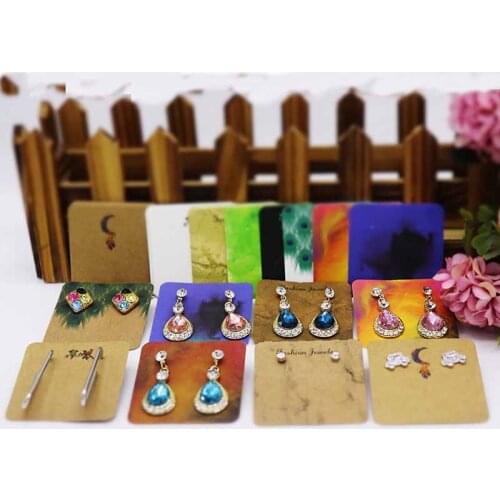 100pcs 5*5cm Earring card different design display jewelry card cardboard paperboard hot selling popular printing 300g material