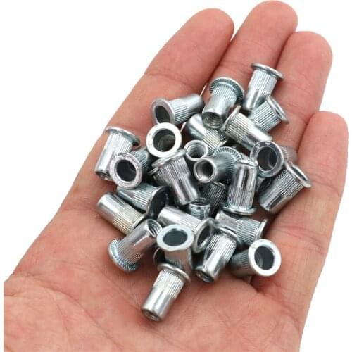 30pcs M5 Thread 304 Stainless Steel Rivet Nut Insert Nutsert Knurled Nuts Cap Rivnut Threaded Flat Head Rivet Insert Nutsert