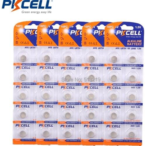 50Pcs/5Cards 60mAh Capacity Button Coins Batteries G5 AG5 393A LR48 LR754 SR754W SR48 LR48 193 754 Battery