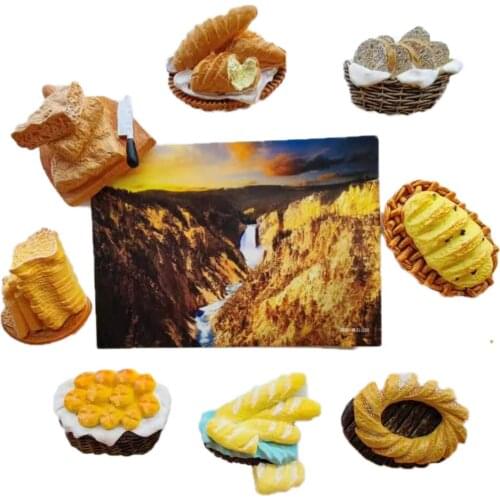 8 pcs/set 3d resin pastoral country bread series refrigerator magnets home decor fridge magnetic stickers photo message kitchen