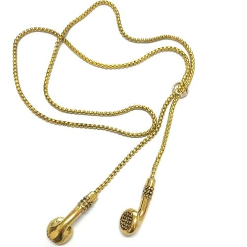 Ashion Jewelry Men Necklace Hip Hop Music Headphone Pendant Necklaces Cool Gifts Mens Long Chain Personality Jewelry