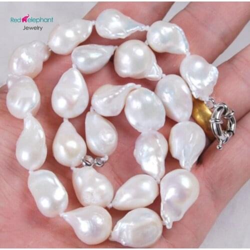 Free shopping! new 2016 DIY Wholesale 12-14mm Natural South Baroque White Akoya Pearl Necklace 18"