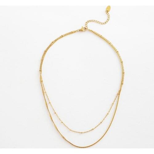 Trendy Layered Snake Chain Necklaces Stainless Steel Womens Neck Chains14 K Necklace Accessories Party Gift 2021