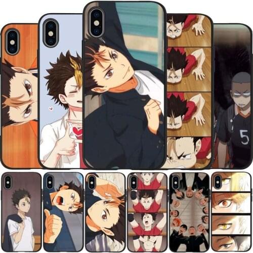 YU nishinoya Haikyuu collage black Silicone Phone Case For iPhone 12 XR XS Max 5 5S SE 2020 6 6S 7 8 PLUS X 11Pro Max 11 Cover