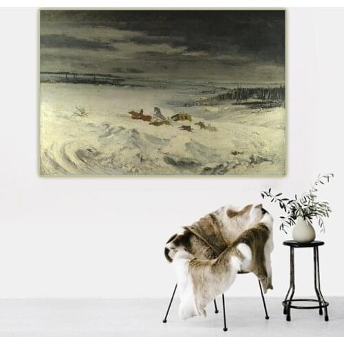 Citon Gustave Courbet《The Diligence in the Snow》Canvas Oil Painting Artwork Poster Picture Backdrop Wall Decor Home Decoration