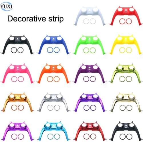 YuXi Decorative Strip + Accent Rings For Sony DualSense 5 PS5 Controller Joystick Handle Decoration Strip Front Cover