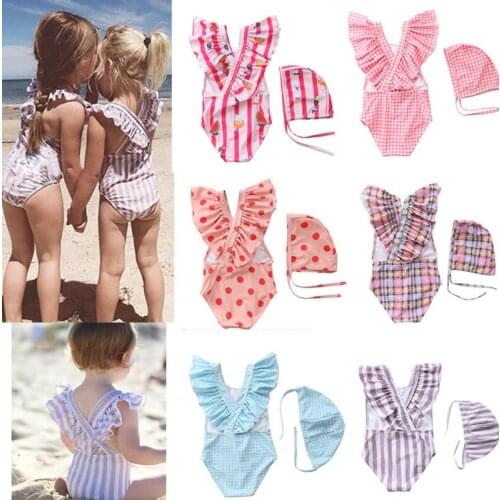 INS 2021 Kids Girls Swimwear Printed Toddler Swimsuit One Pieces Bathing Suit Summer Baby Girl Beach Wear maillot de bain fille