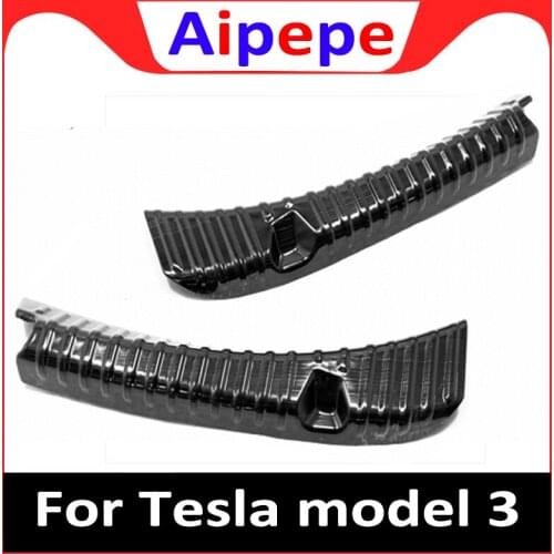 For Tesla model 3 2018 2019 car styling rear back trunk inner bumper out internal plate external frame threshold pedal