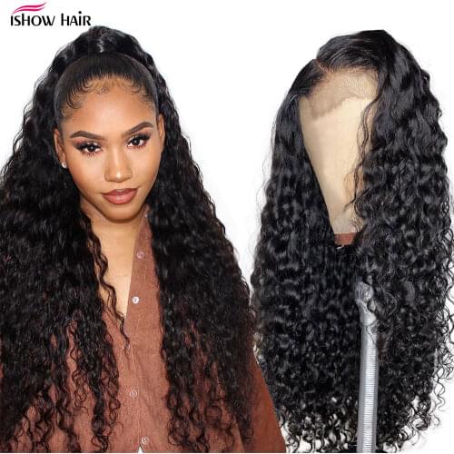 Ishow Water Wave Lace Front Wig With Baby Hair Curly Human Hair Wigs Pre Plucked 13x4 Brazilian Water Wave Lace Frontal Wig