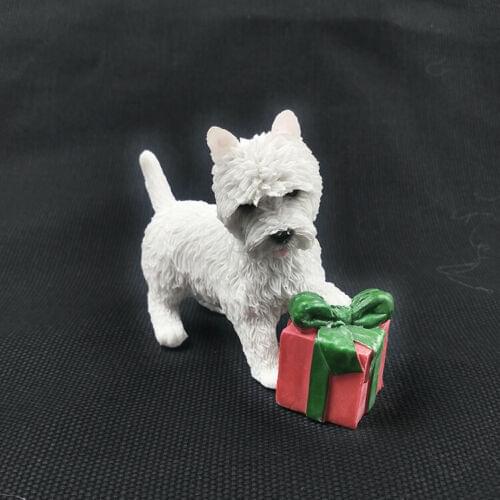 JJM West Highland White Terrier Gift Box Dog Pet Figure Collector Animal PVC Model EducationalToy for Children Adults Kids Gift