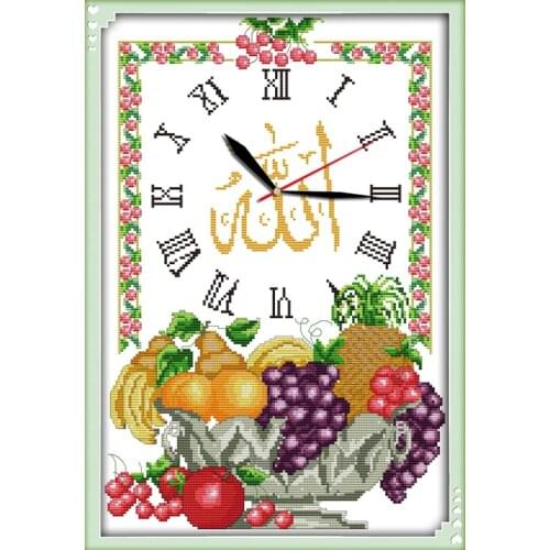 Joy Sunday Muslim style Islamic wall clock (1) embroidery patterns cross stitch craft alphabet wall painting hand needlework