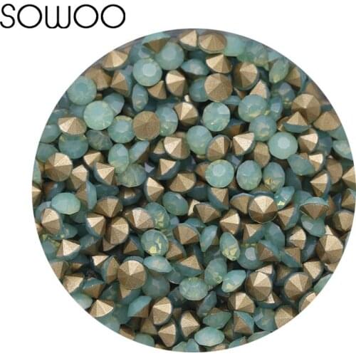 1440pcs/lot 1.5-3mm sizes Round crystal Fancy strass Pointed back glass Green Opal color stone For Choice Jewelry Making