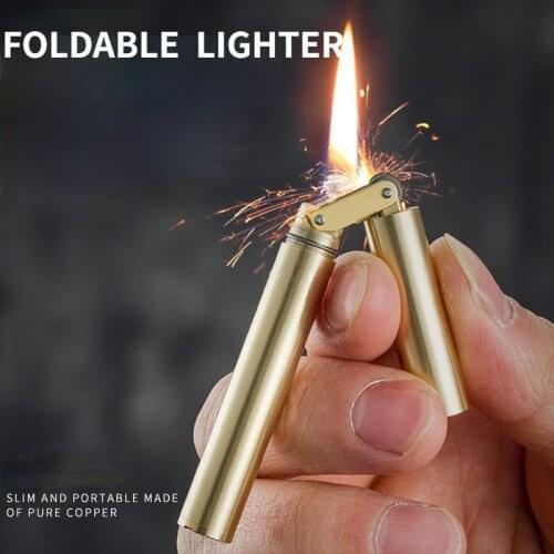 Nunchaku Brass Lighter Old-Fashioned Retro Easy-To-Carry Grinding Wheel Ignition Kerosene Lighters Novel interesting little toys