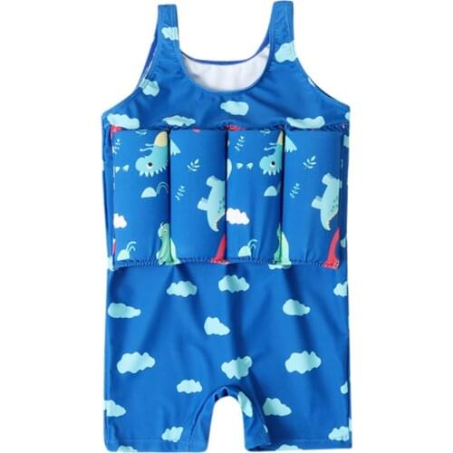 Summer Baby One-piece Floating Swimsuit Safety Float Swimwear Bathing Suit Boys Bodysuit Fish Ocean Style Training Bikini L3
