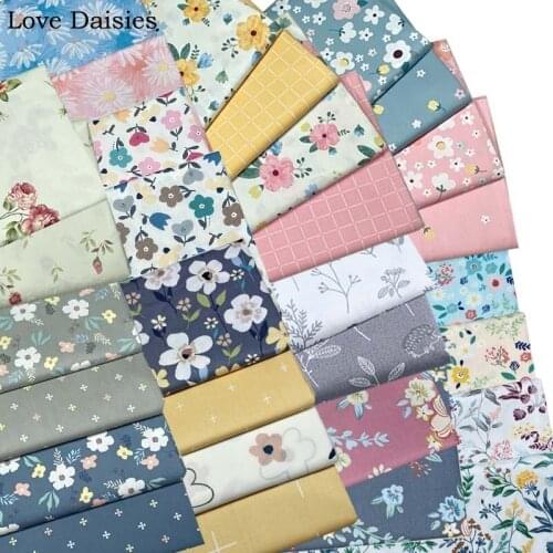 Small Yellow Pink Flower WHITE GRAY Plant Daisy Cross Check 100% Cotton Twill Fabric for Sheet Apparel Dress Shirt Quilt Craft