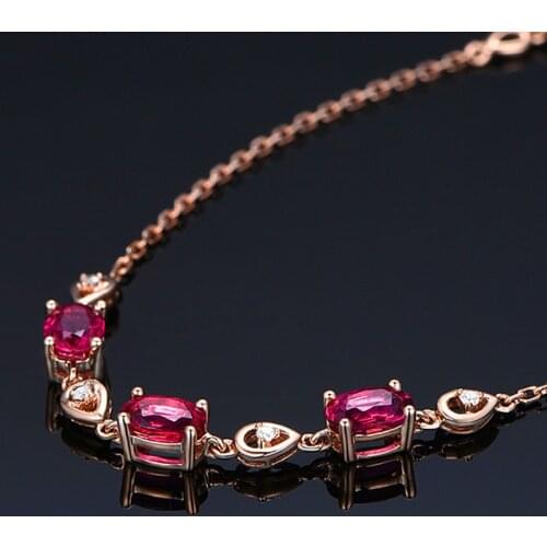 Fashion Luxury Elegant Red Zirconia Bracelet Single Row Adjustable Rose Gold Color Alloy Bracelets For Women Birthday Gift