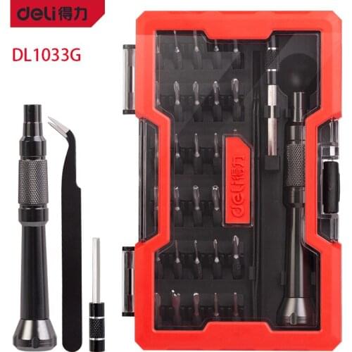 Deli DL1033G 33-Piece Precision Screwdriver Set SK2 Screwdriver Bit Slotted Screwdriver And Phillips Screwdriver Tweezers