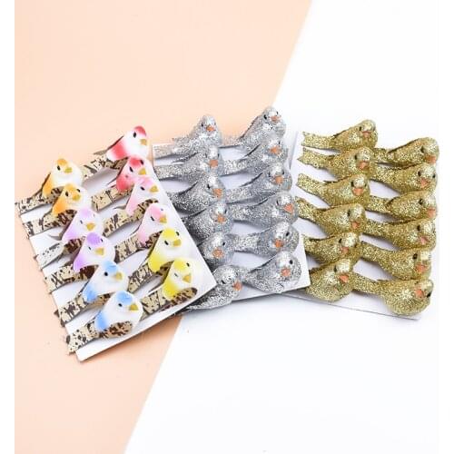 12pcs Fake Foam Multicolor bird Fridge sticker christmas wreath decorations for home wedding Party kids toys artificial plants