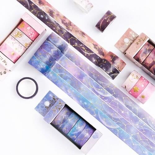 New 5M Starry Sky Cherry Blossoms Washi Tape Set Adhesive Tape DIY Scrapbooking Sticker Album Label Japanese Stationery Tape Hot