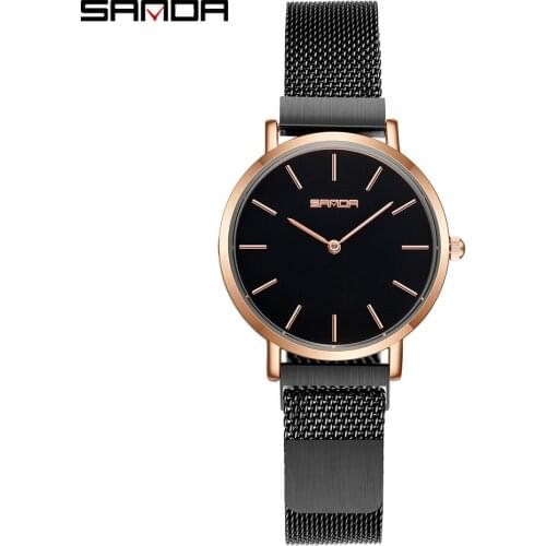SANDA 2020 Brand New Simple Thin Women Watch Waterproof Quartz Wristwatch Milan Mesh Belt Magnet Buckle Gifts Montre Femme 255