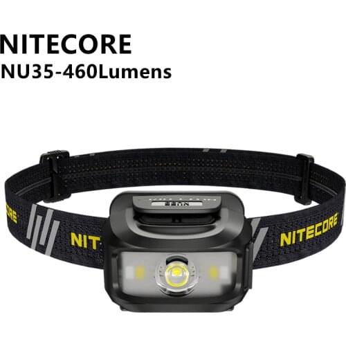 Original NITECORE Headlight NU35 460 lumens USB Rechargeable Lightweigh Head-mounted flashlight Highlightt