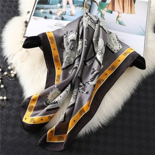 Fashoin Women Silk Scarf Female Print Shawl and Wraps Head Band Square Bag Scarves Lady Hair Band Bandana Neckerchief Foulard