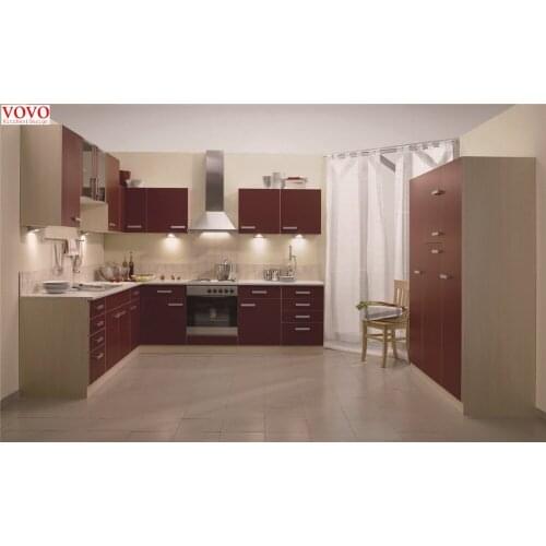 Easy modern design kitchen in matte red color
