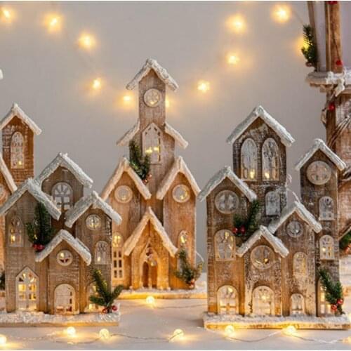 Christmas luminous decoration wooden house wooden street lamp decoration shopping mall hotel windows cene dressing up supplies