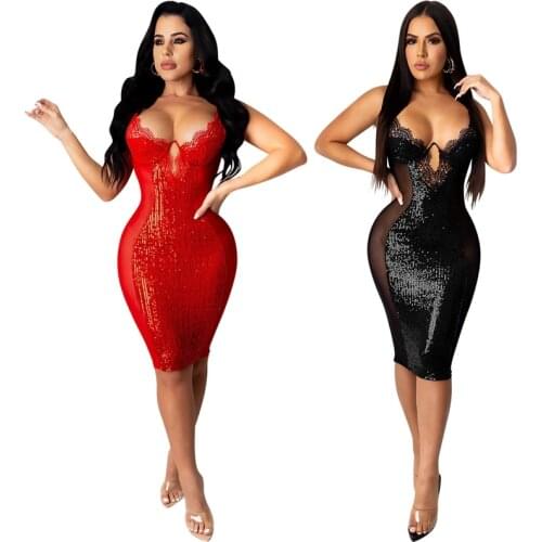 ZKYZWX Sexy Mesh Sheer Lace Bodycon Dress for Women Rave Festival Clothing Fashion Spaghetti Strap Hollow Out Zip Midi Dresses