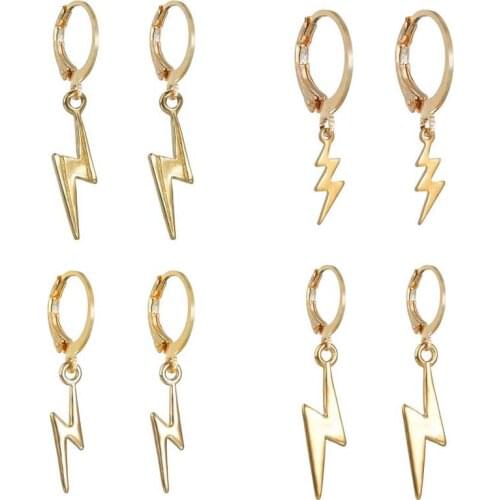 Lightning Hoop Earrings for Women Trendy Minimalist Gold Earring Punk Ear Hoops Fashion Jewelry Accessories Gifts