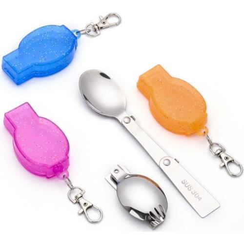 200pcs/lot Spoon Folding Dinnerware Set Outdoor Folding Travel Camping Utensil Stainless Pocket Spoon Fork With Box