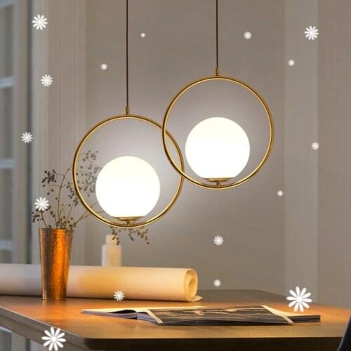 Modern Creative Wrought Iron Black / Gold Plated Pendant Light with 20cm Frosted Glass Ball 3W E27 LED Cord Hanging Light