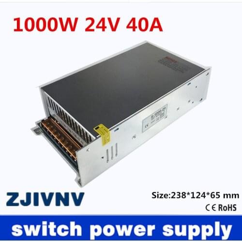 Small Volume Single Output 1000W 24V 40A Switching Power Supply Transformer AC110V or 220V TO DC SMPS for LED Light CNC Stepper