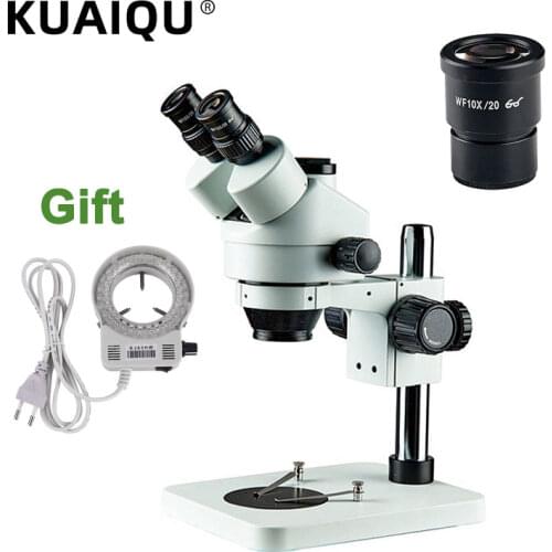 Yizhan Newest Trinocular Stereo Zoom Big Table Stand Microscope Repair 7-45X Microscope Binocular With LED Ring Light