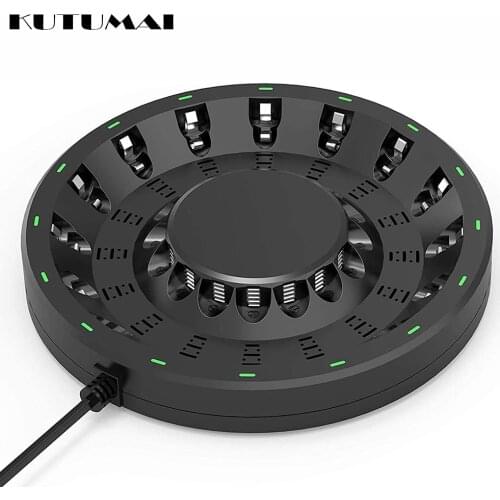 16 Bay Fast Charger Smart LED Light Rechargeable Electronic Round Battery Charger for NiMH NiCD AA AAA 18650 battery charger