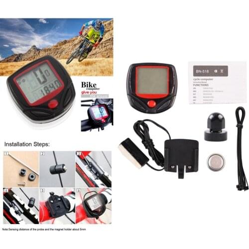 Bike Computer Wired Bicycle Speedometer Bike Odometer Cycling Multi Function Stopwatch LCD Display with Backlight Equipments