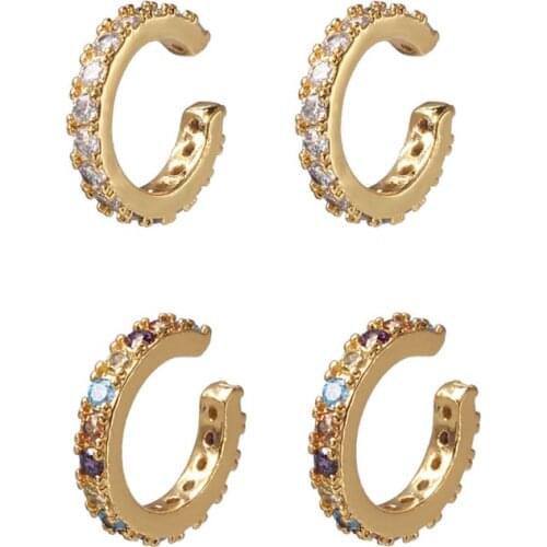 Vintage CZ Zircon Clip on Earrings Non Pierced Ear Cuff for Women Punk Round Copper Earcuffs Fashion Wedding Jewelry