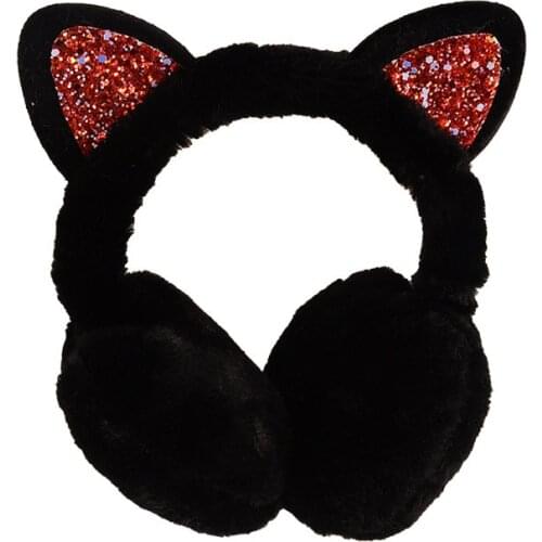 2021 Womens Winter Warm Earmuffs Cat Earmuffs Plush Earmuffs Glitter Sequin Earmuffs Suitable For Cold Fur Earmuffs